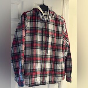NWT LLBEAN Plaid Hooded Sherpa Lined Scott Plaid Flannel Shirt